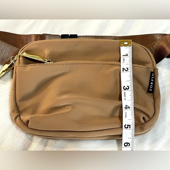 Zorfin Tan Brown Belt Bag Fanny Pack Pockets Adjustable Strap Water Resistant - Picture 10 of 16